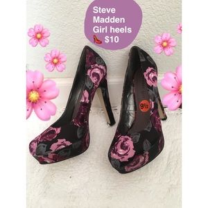 Steve Madden Girl Satin Floral Platform Pump Heels